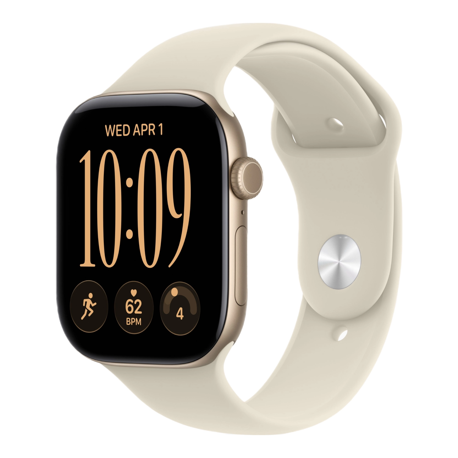 Смарт-часы Apple Watch Series 12 46 mm Light Gold Aluminum Case Sand Sport Band (светло-золотой корпус из алюминия и бежевый силиконовый ремешок)