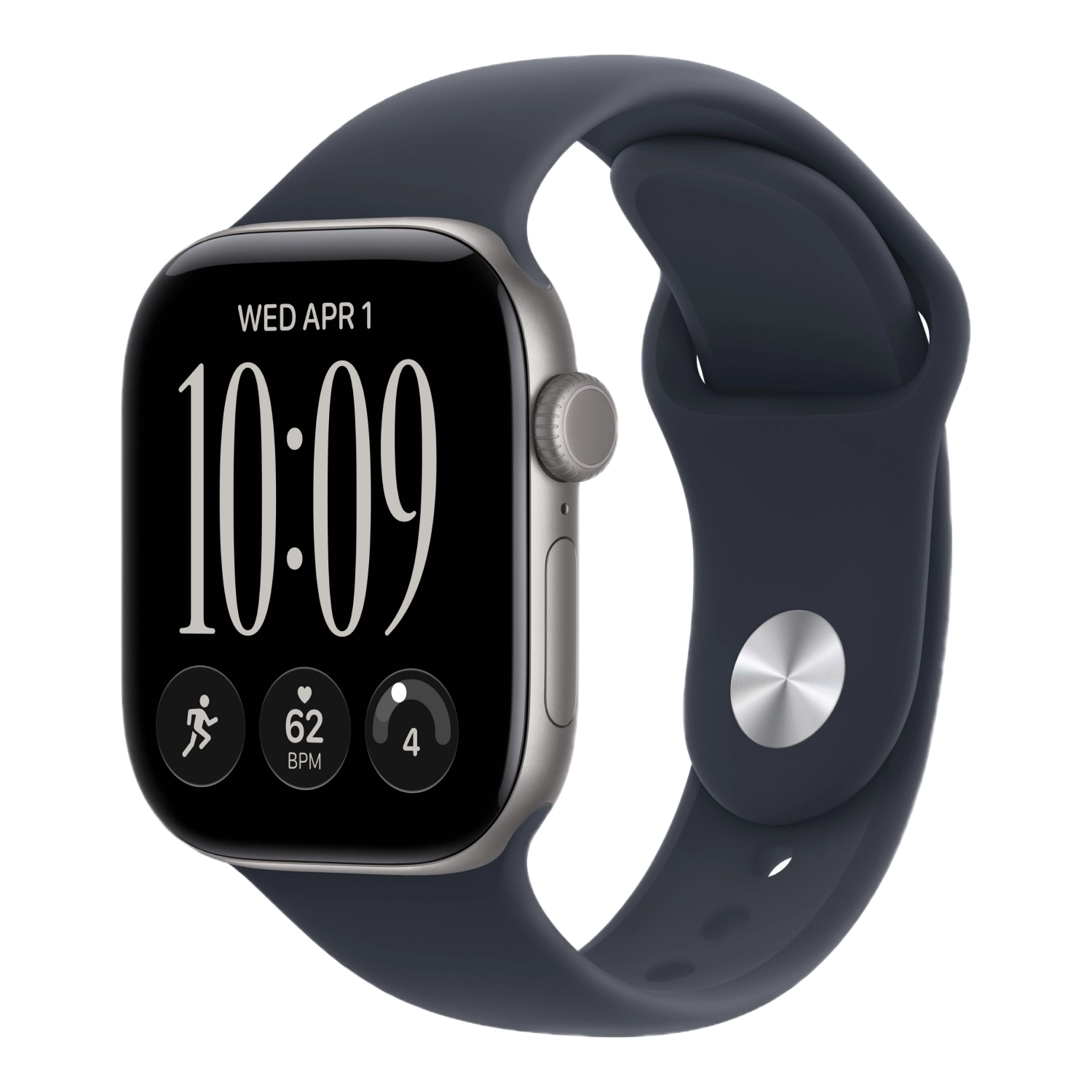 Смарт-часы Apple Watch Series 12 46 mm Space Gray Aluminum Case Navy Blue Sport Band (серебристый корпус из алюминия и тёмно-синий силиконовый ремешок)