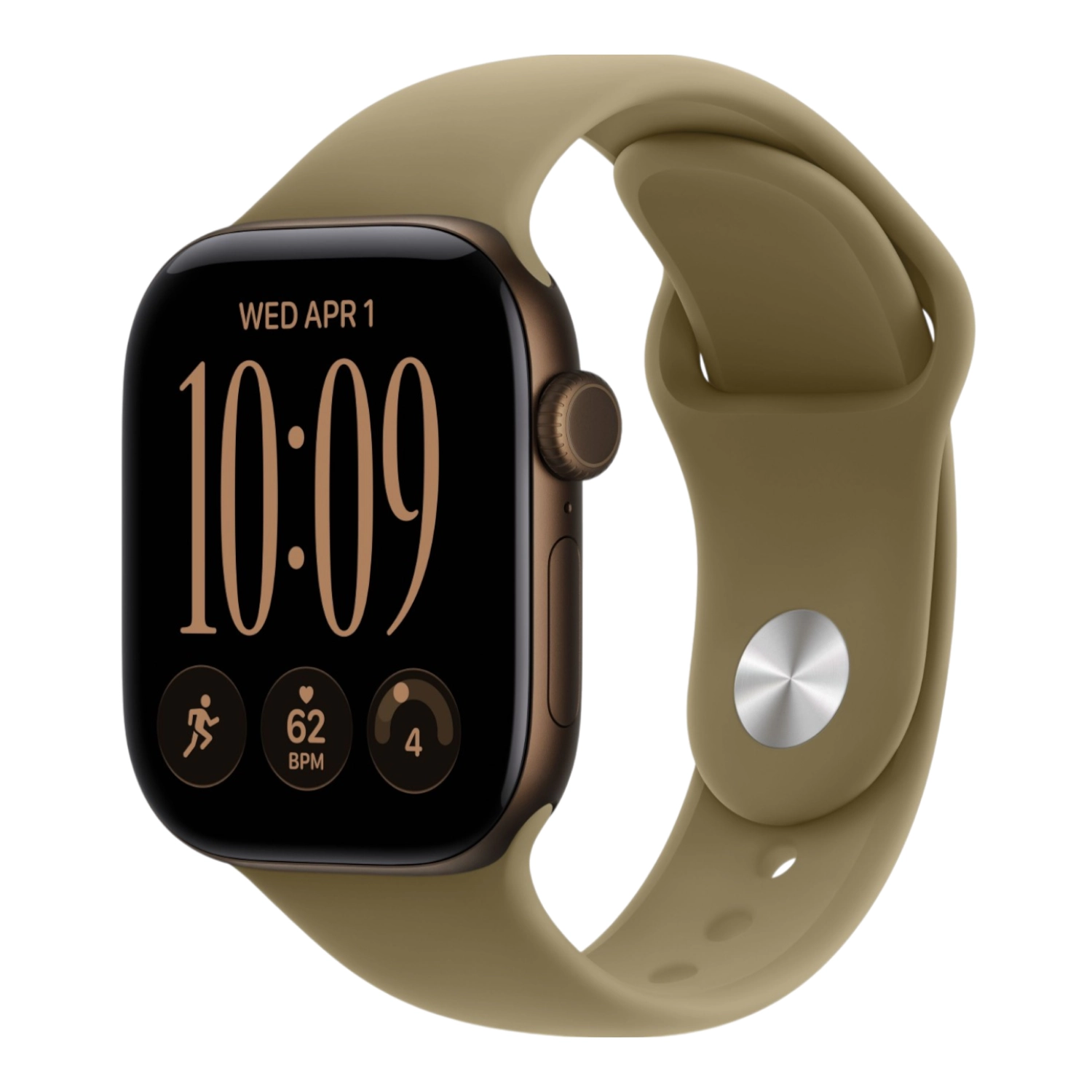 Смарт-часы Apple Watch Series 12 46 mm Dark Bronze Aluminum Case Olive Sport Band (бронзовый корпус из алюминия и оливковый силиконовый ремешок)